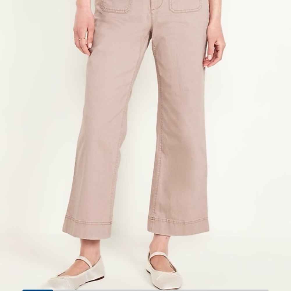 High waisted crop chino wide leg pants: size 14